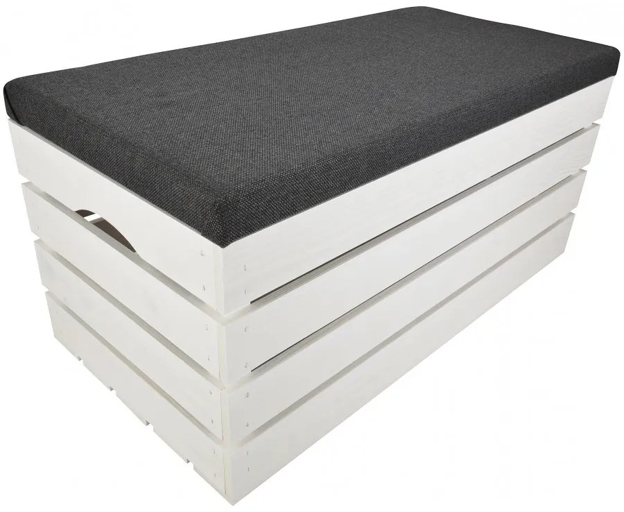 Pufa kufer skrzynia drewniana sosnowa siedzisko 80cm malowana biała