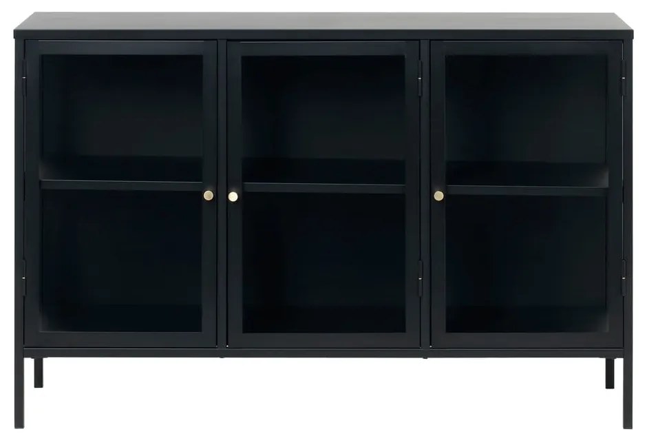 Czarna metalowa witryna 132x85 cm Carmel – Unique Furniture