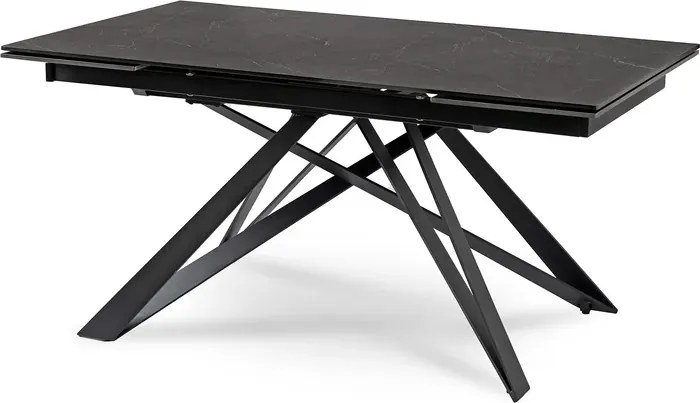 Stół Rozkładany Prostokątny MAXIME 160-240 cm Ceramiczny Czarny Marmur do Jadalni Loft