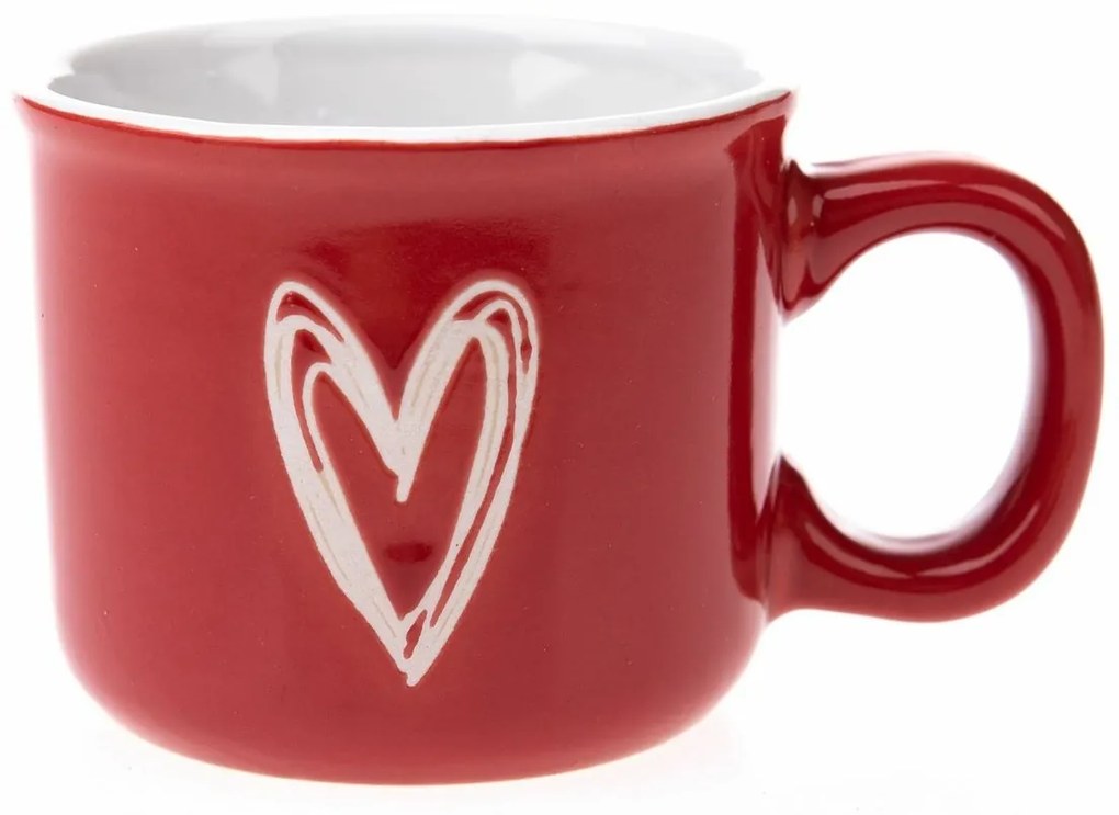 Świąteczny kubek ceramiczny Christmas heart II czerwony, 90 ml