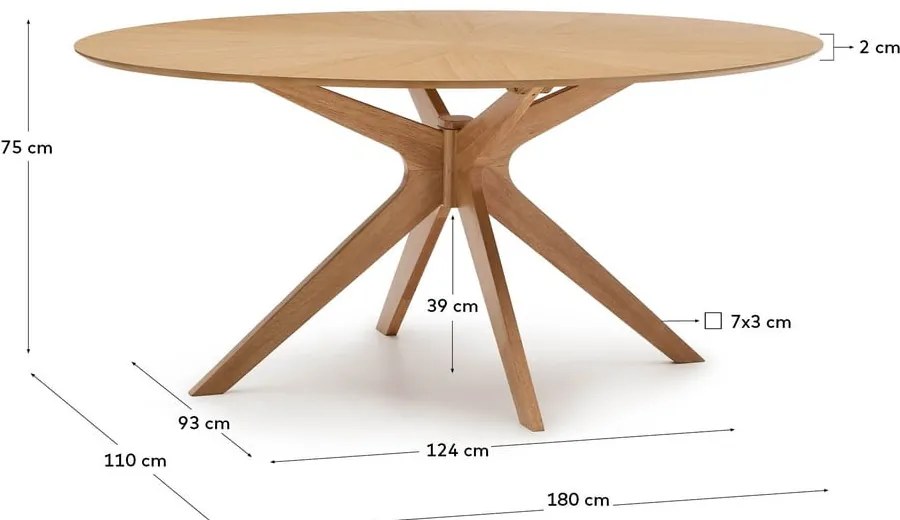 Stół z blatem w dekorze dębu 110x180 cm Naanim – Kave Home
