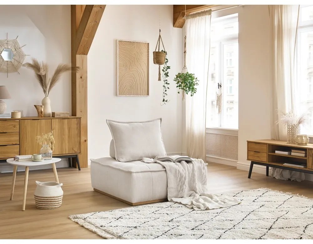 Biały fotel z tkaniny szenilowej Elisa – Bobochic Paris