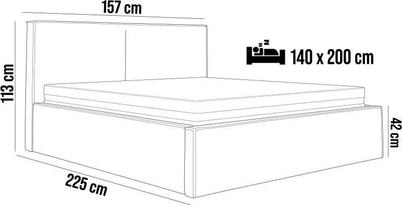 Łóżko Tapicerowane MARIETTA 140x200 – z pojemnikiem na pościel i metalowym stelażem POSO 105 WERSAL