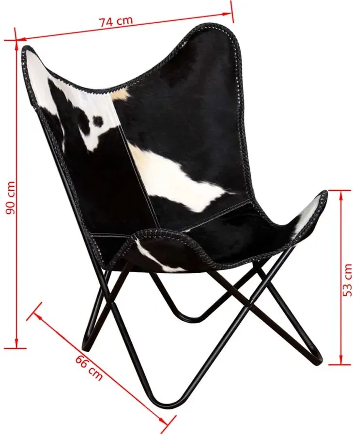 Czarno-biały skórzany fotel butterfly vintage P7-S36