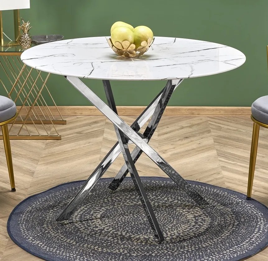 Okrągły stół Raymond 3 Halmar efekt białego marmuru