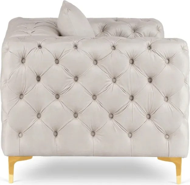 Fotel Wypoczynkowy SORRENTO 1S Kremowy Welurowy Nowoczesny Glamour