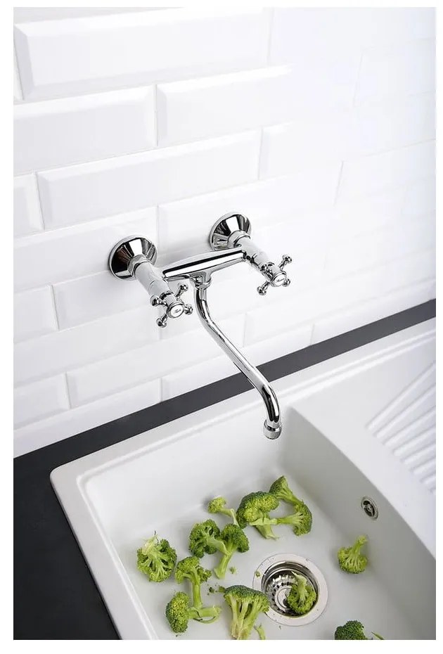 Bateria umywalkowa ścienna w kolorze złota (1 otwór) Antea – Sapho