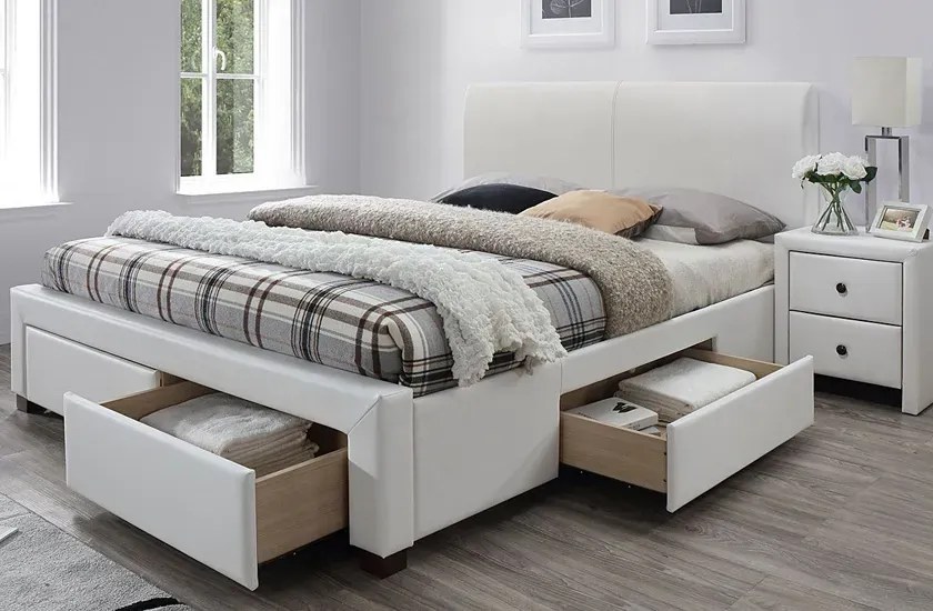 Białe łóżko dwuosobowe - Kamillo 2X 160x200