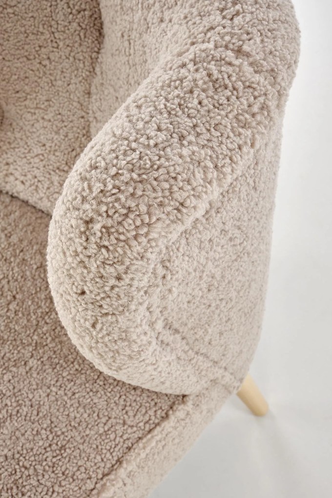 MOCCA Fotel wypoczynkowy Cappucino SVEN TEDDY Nowoczesny Boho Drewno