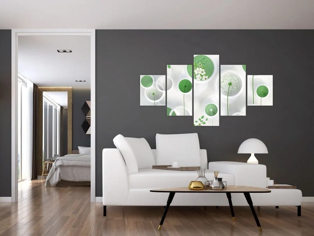 Obraz - Kwiaty w kółkach (125x70 cm)