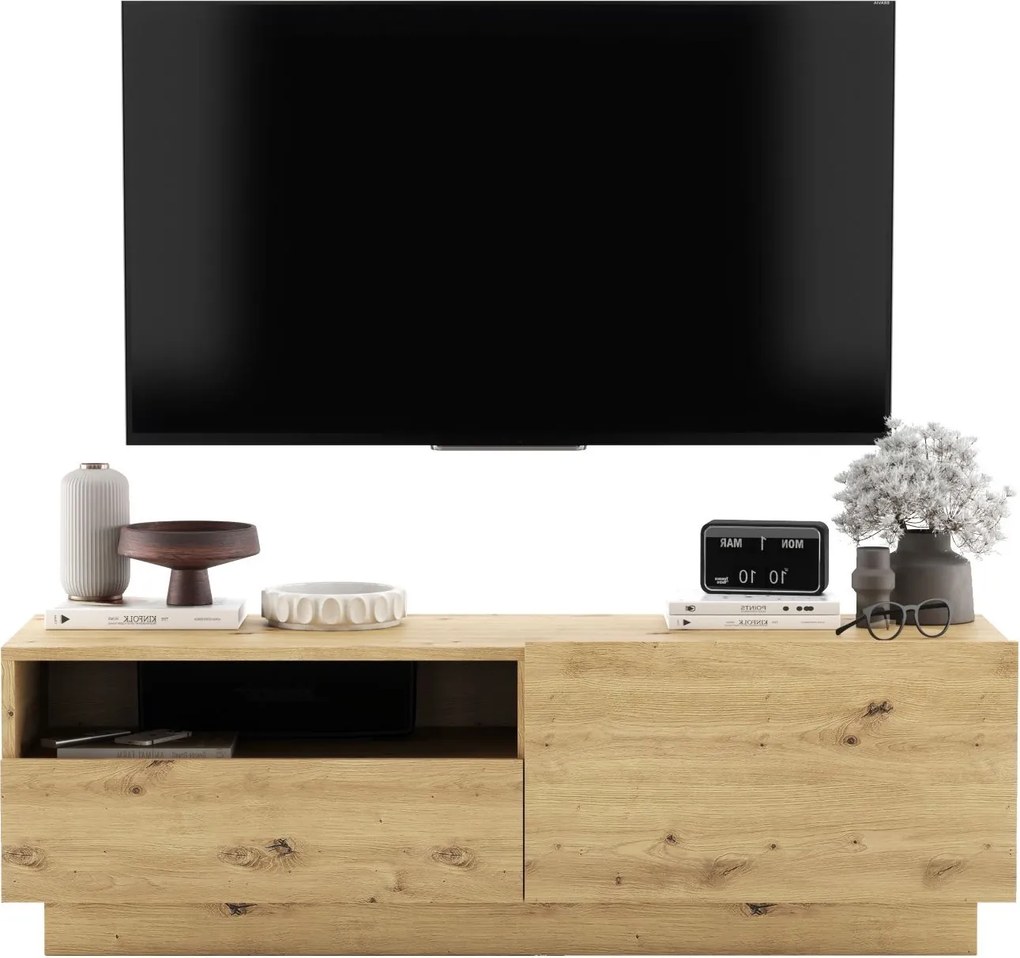 Szafka RTV na cokole z szufladą i wnęką Enjoy dąb artisan