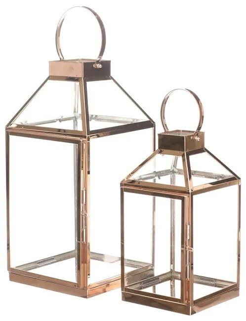 Zestaw metalowych lampionów Thin, 2 szt., złoty