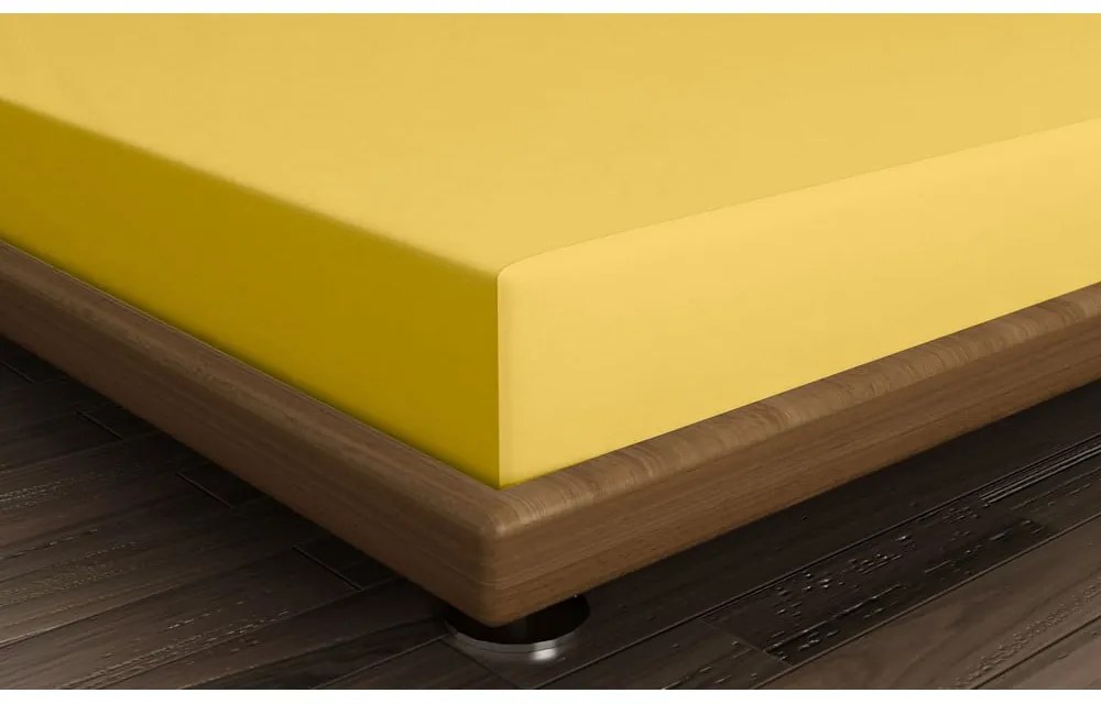 Żółte bawełniane prześcieradło z gumką 140x200 cm – Mijolnir