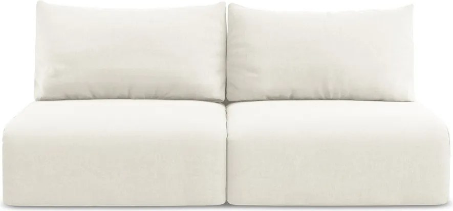 Kremowa aksamitna rozkładana/ze schowkiem sofa 216 cm Kalena – Makamii