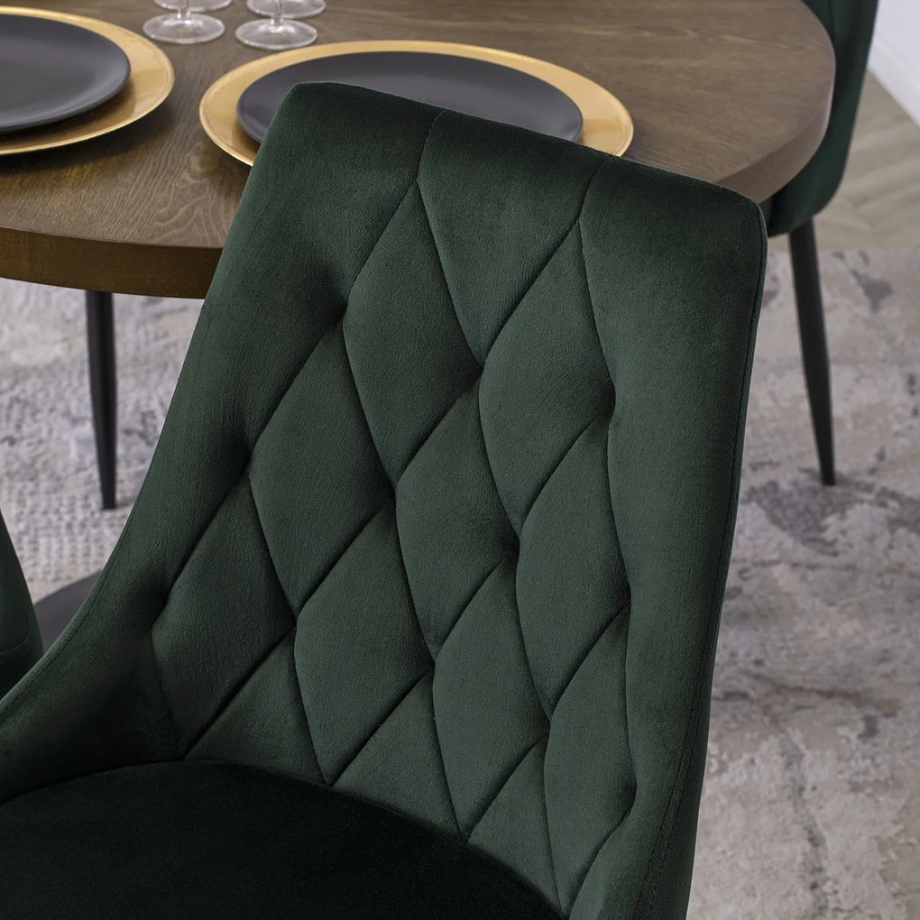 Krzesło Tapicerowane do Salonu CORK Zielone Welurowe Nowoczesne Loft