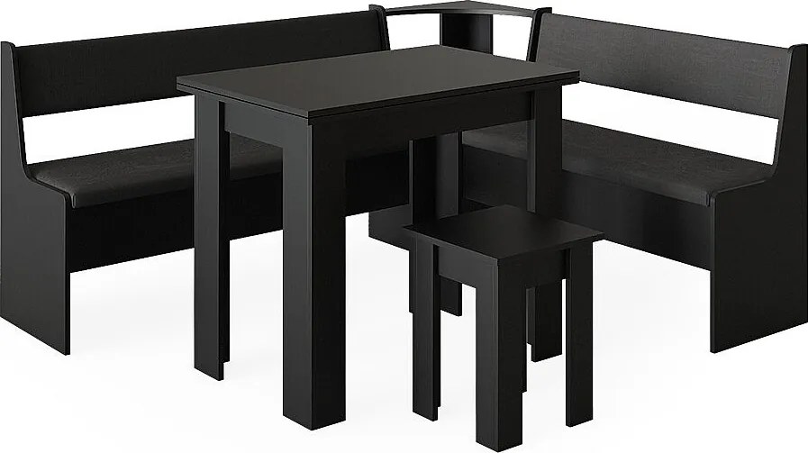 Grupa ławek narożnych czarny 180x150x80 roman
