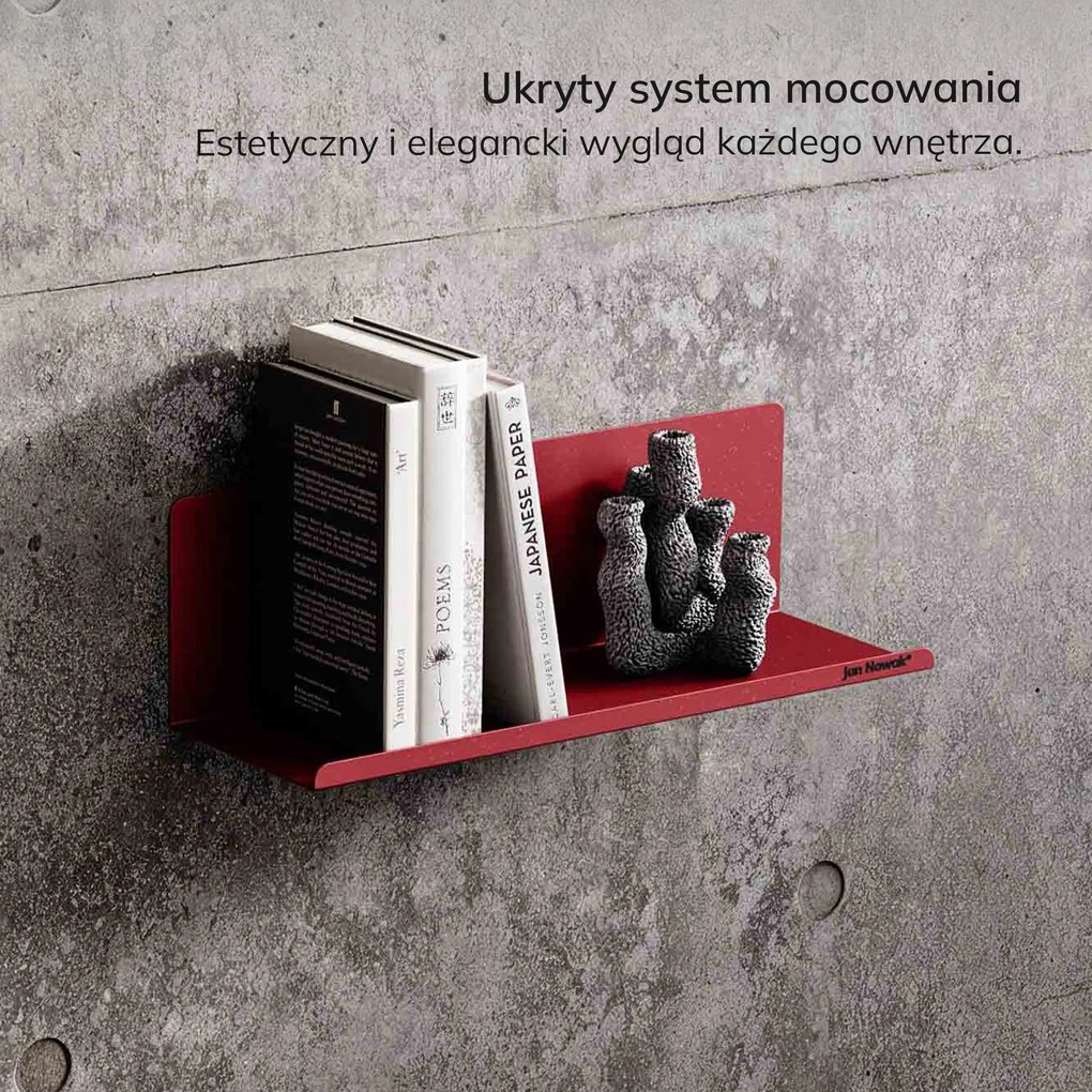 Półka wisząca metalowa czerwona, 400 mm: JOANNE Modern