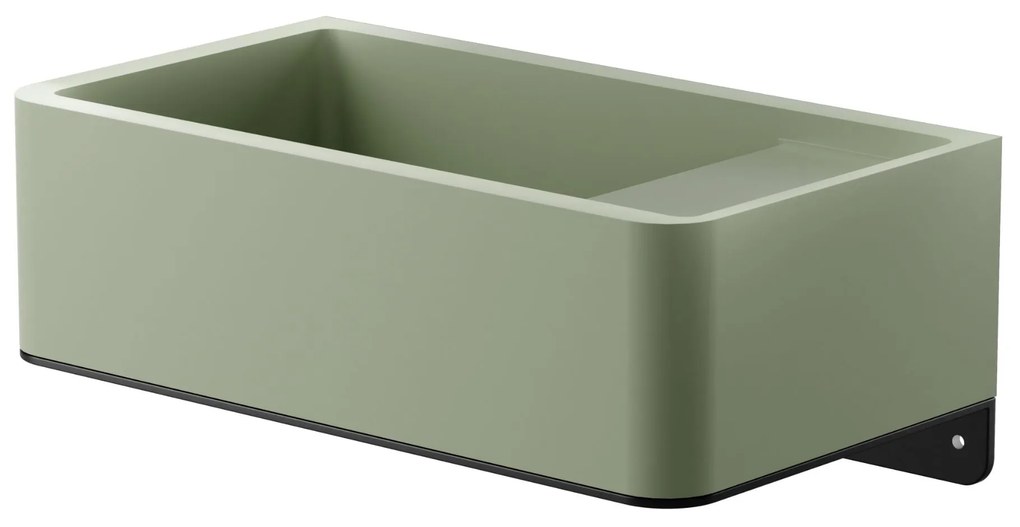 Umywalka z kamienia syntetycznego nablatowa / wisząca prostokątna zielona 43 cm x 25 cm EVELIA Green : Otwór na baterię - Tak, Typ montażu - podwieszana