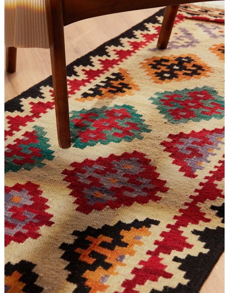 Czerwony wełniany chodnik dwustronny tkany ręcznie 60x190 cm Kamal Kian – Nouristan