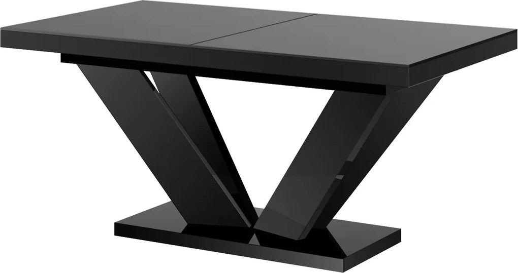 Czarny stół z rozkładanym blatem w wysokim połysku Viva 2