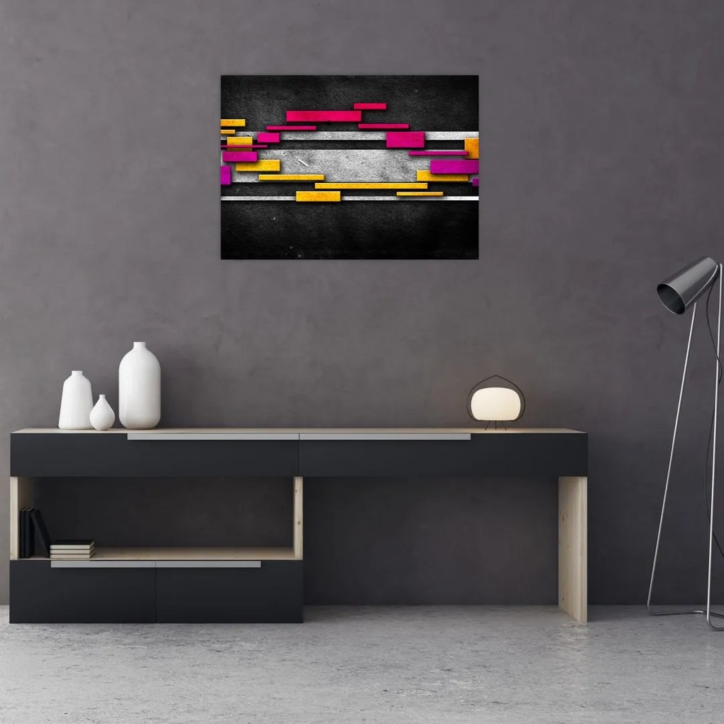 Obraz kolorowej abstrakcji na czarnym tle (70x50 cm)