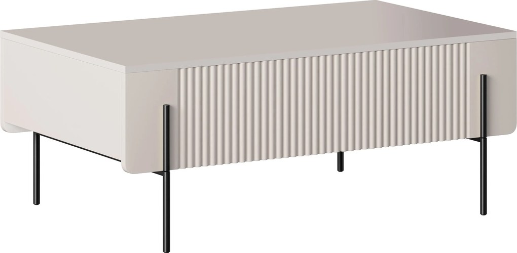Stolik kawowy Malmi 100 cm z szufladami - kaszmir / czarne nóżki