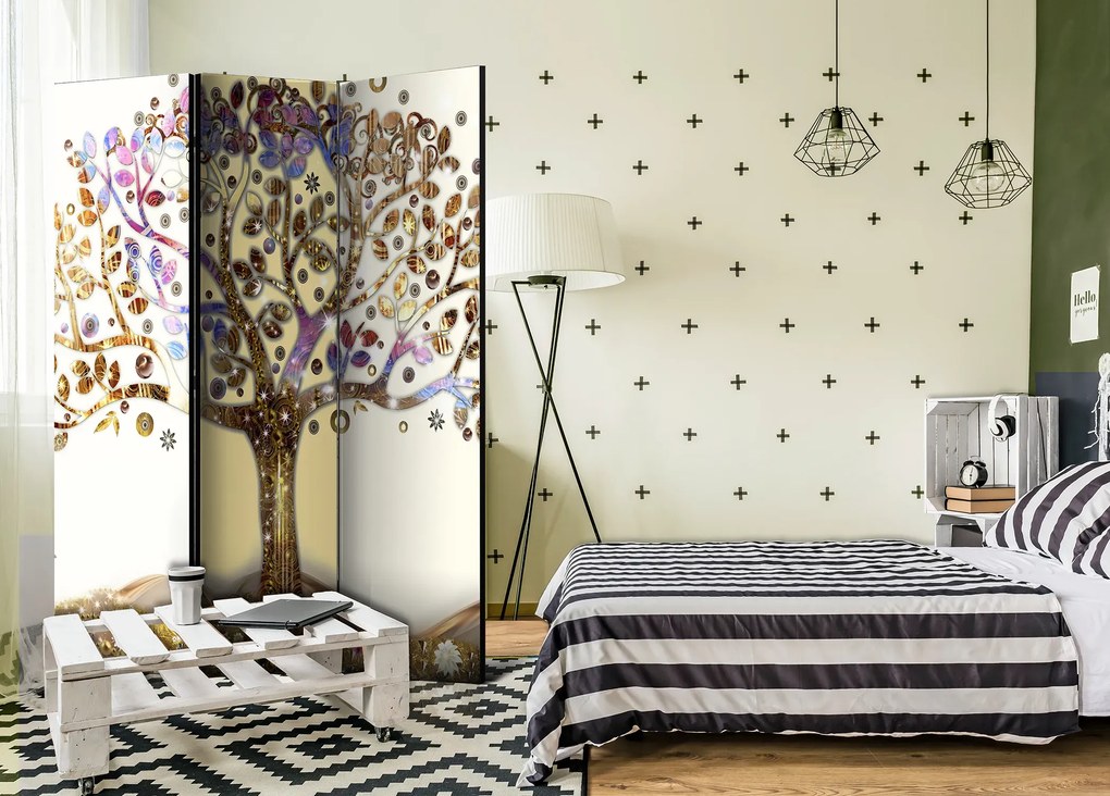 Parawan dwustronny Abstrakcje 135x172 cm 3-częściowy biały ARTGEIST B