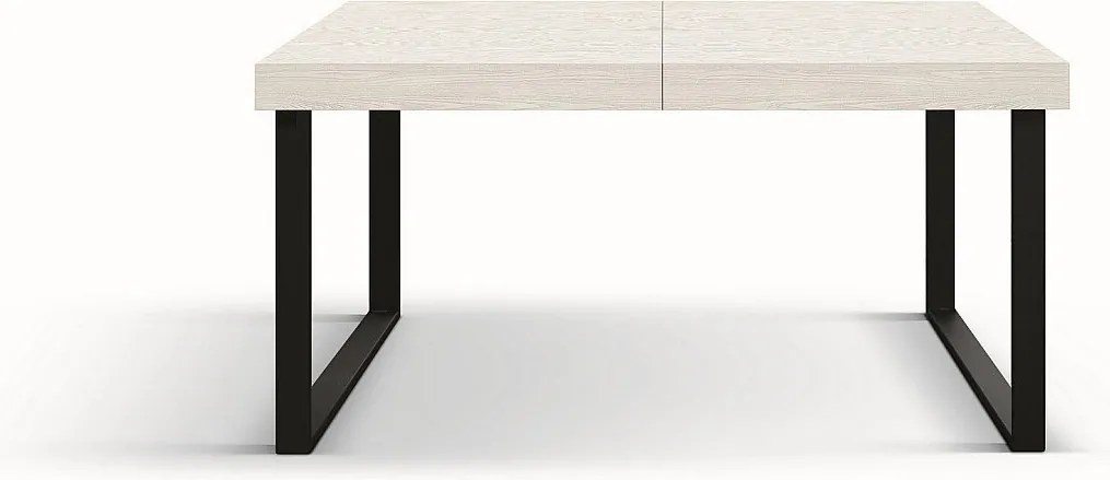 Biały stół z drewna jesionowego, antracytowa podstawa, 140×90-220×90 cm wydłużenia - CINQUALE