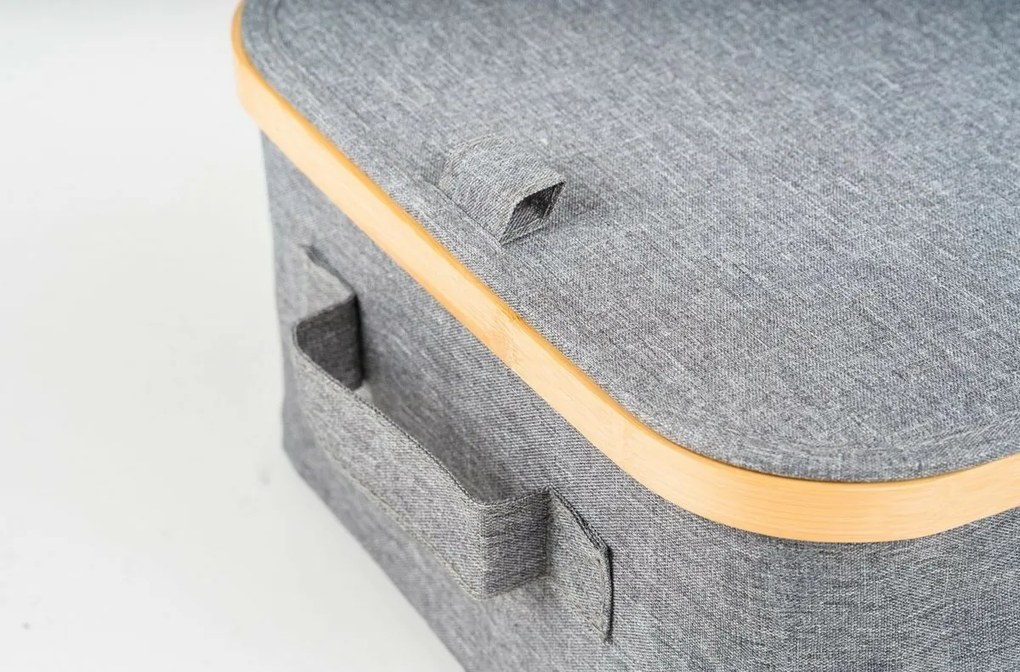 Pojemnik do przechowywania G21 30 x 15 x 15 cm, bambusowy z pokrywką, szary