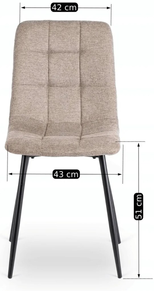 Zestaw Stół Prostokątny VETTEL 120 cm Dąb Złoty/Czarny i 4 Krzesła Tapicerowane PERU 2 Beżowe Nowoczesne Loft