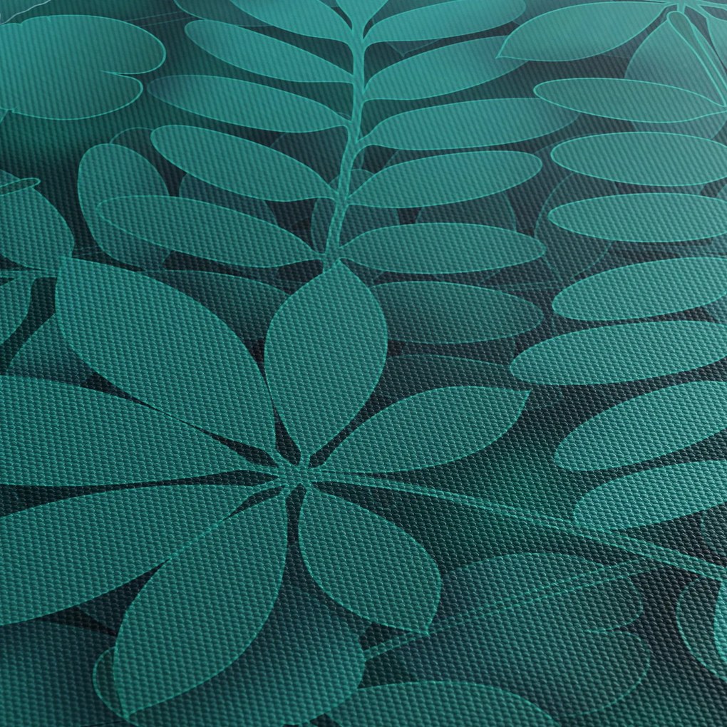 Obraz - Turkusowe liście (z zegarem) (90x30 cm)
