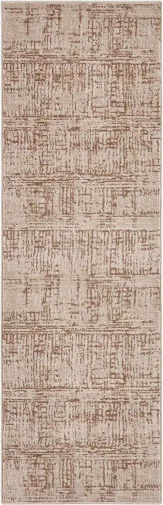 Dywan Terrain designerski Geometryczny wzór Kremowo-Brązowy z krótkim włosiem 80 cm x 200 cm Certyfikat Oeko-Tex