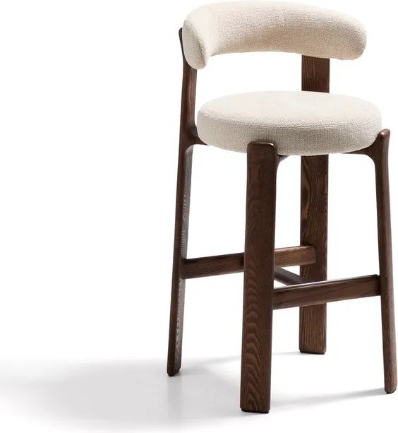 Beżowy/w ciemnym naturalnym kolorze hoker z litego drewna jesionowego (wysokość siedziska 75 cm) Granite – Kave Home