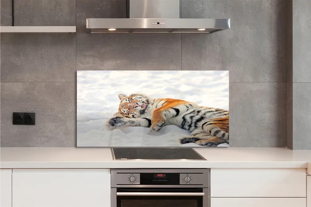 Szklany Panel Zimowy Portret Tygrysa
