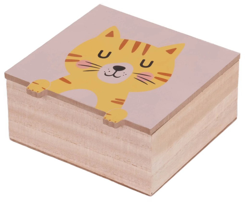 Szkatułka na dziecięce skarby Zwierzątka z łapkami, 15 x 15 x 7 cm