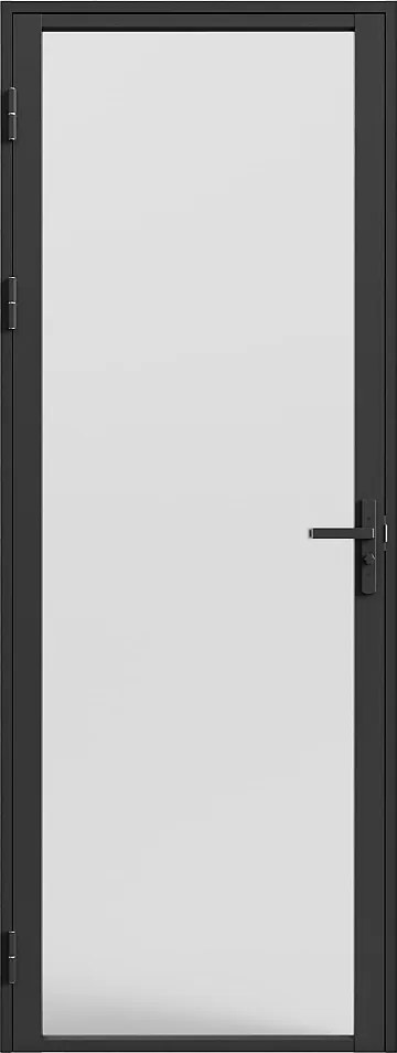 Drzwi kompletne dwustronne z aluminium i matowego szkła hartowanego - wys. 204 x szer. 83 cm - Czarny - LOXTON