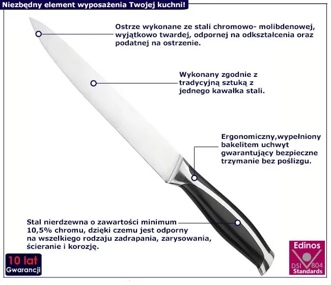 Klasyczny nóź kuchenny do porcjowania W9-B63