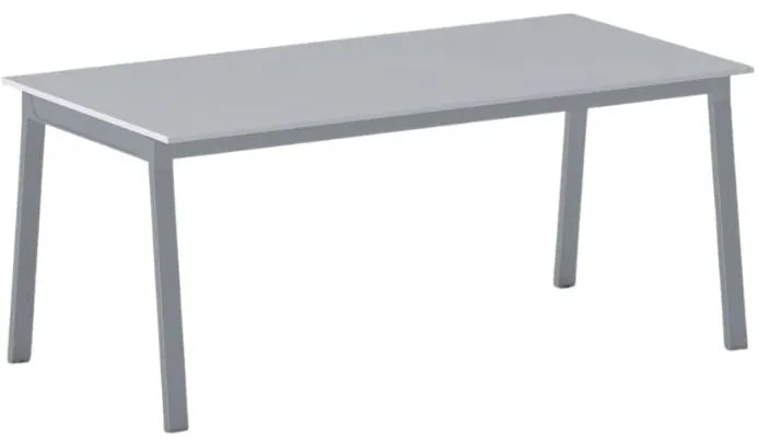 Stół konferencyjny do biura PRIMO BASIC, 180x90 cm, szaro-srebrna podstawa, szary