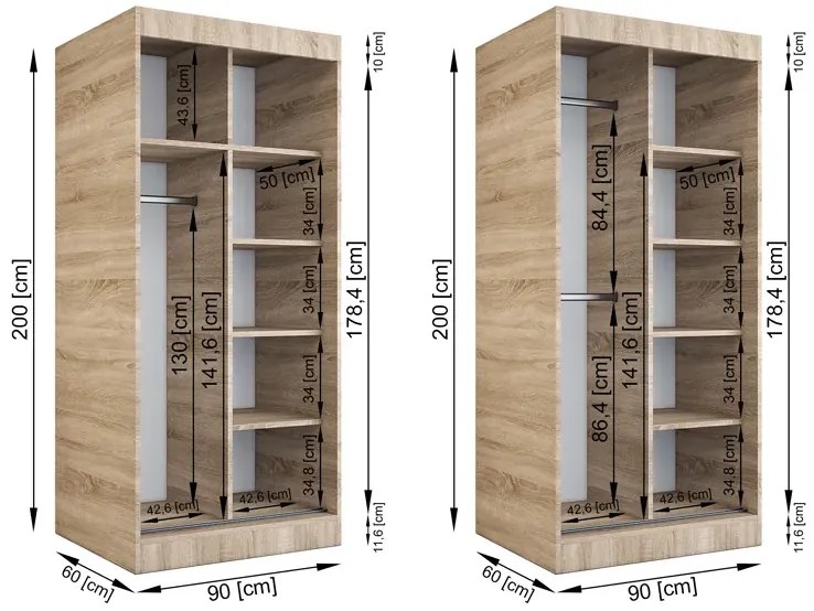 Szafa przesuwna biel + antracyt C2-C04