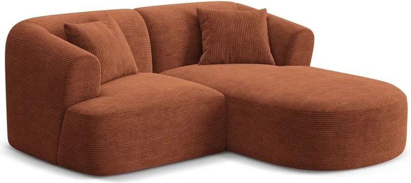 Sztruksowy narożnik (prawostronny/z szezlongiem) w kolorze terakoty Campi – Cosmopolitan Design