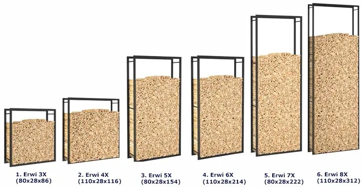 Loftowy stojak na drewno opałowe - Erwi 3X 80x28x86