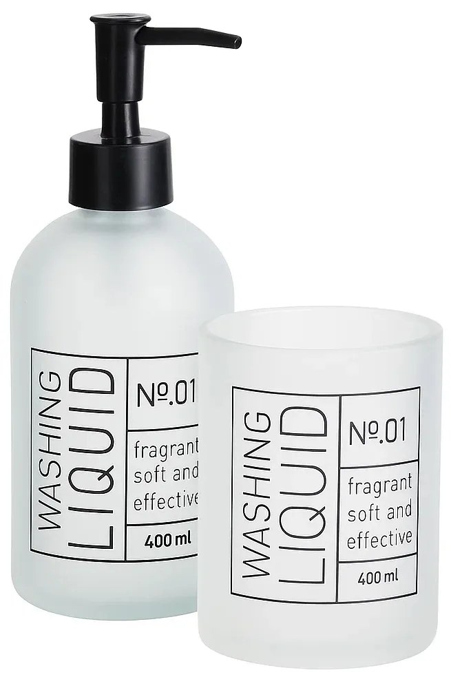 Szklany dozownik do mydła i kubek na szczoteczki ONYX