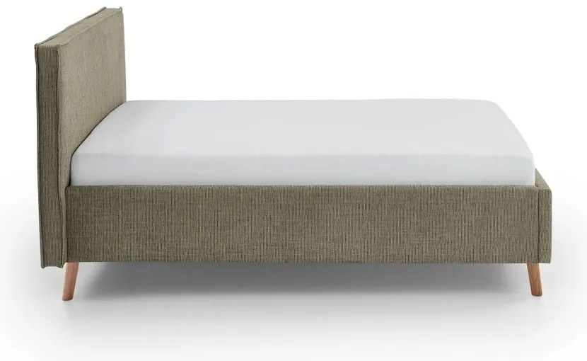 Ciemnozielone tapicerowane łóżko dwuosobowe ze schowkiem i stelażem 140x200 cm Riva – Meise Möbel