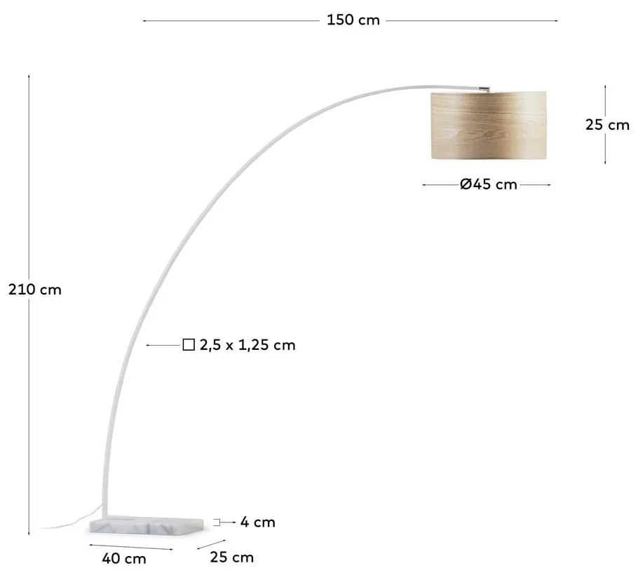 Biała/w naturalnym kolorze lampa stojąca z drewnianym kloszem (wysokość 210 cm) Juhe Ash – Kave Home