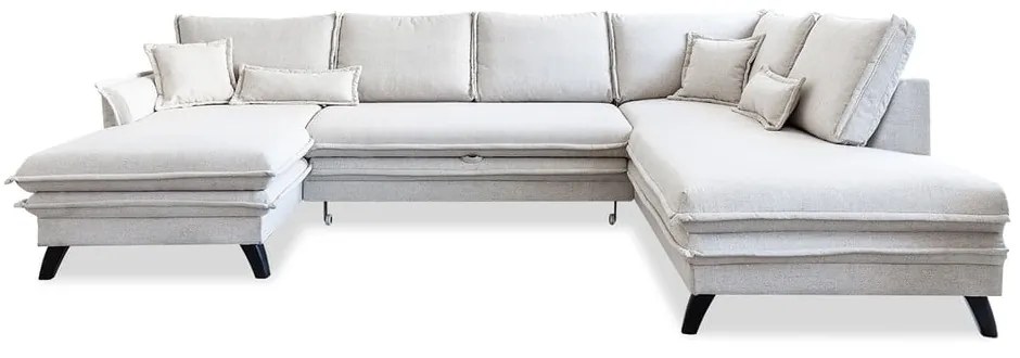 Jasnobeżowa rozkładana sofa w kształcie litery "U" Miuform Charming Charlie, prawostronna