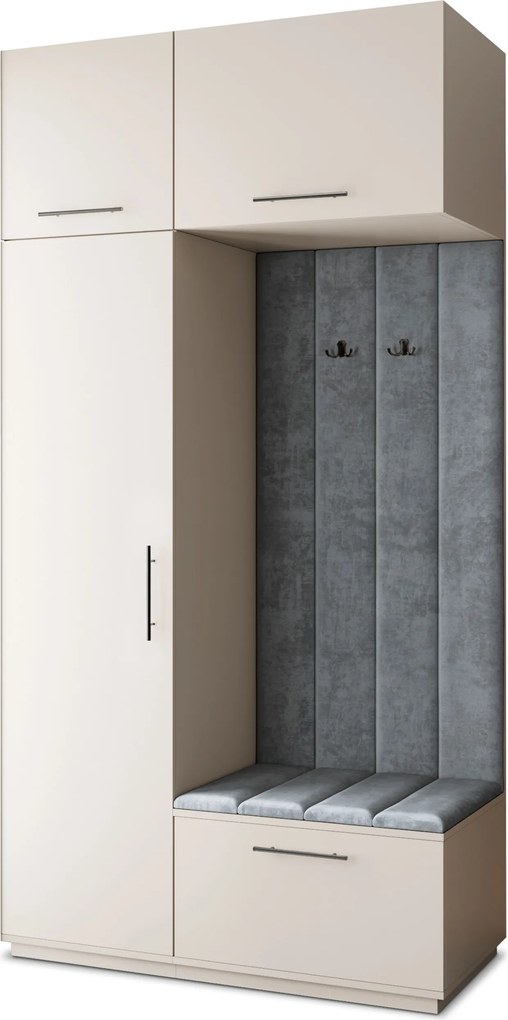 Masseno Garderoba REMA 120/240/60 cm Nowoczesna Szafa do Przedpokoju Kaszmir, MONOLITH 85 (Szary)