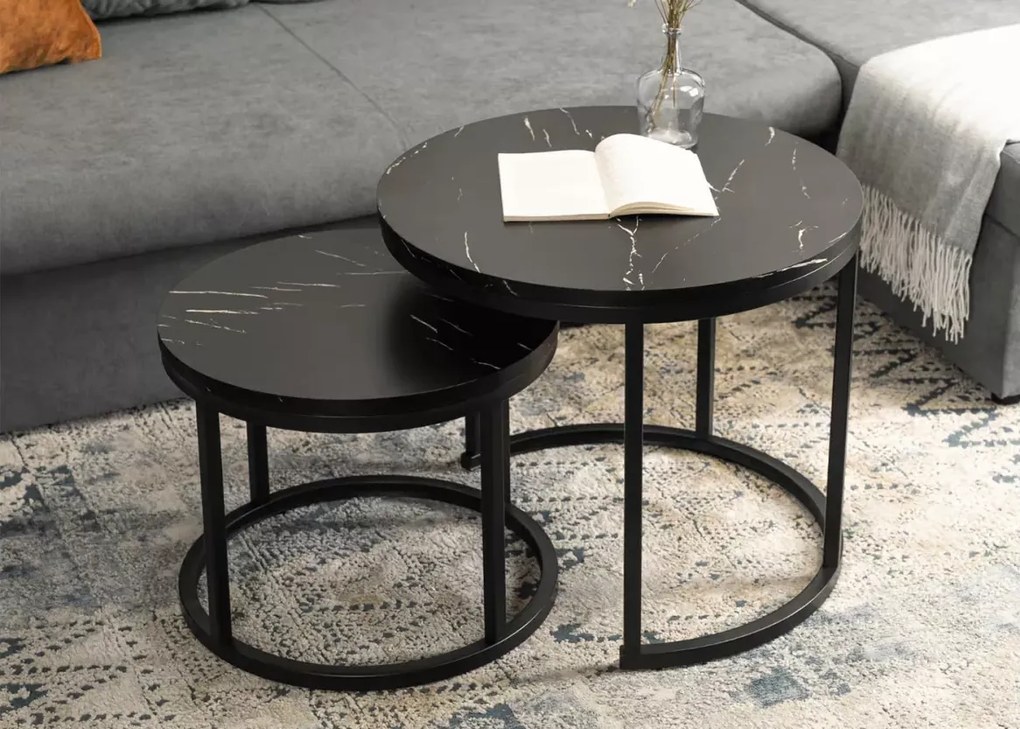 Zestaw eleganckich stolików kawowych Aida – harmonia nowoczesnego designu, trwałości i wszechstronnej funkcjonalności