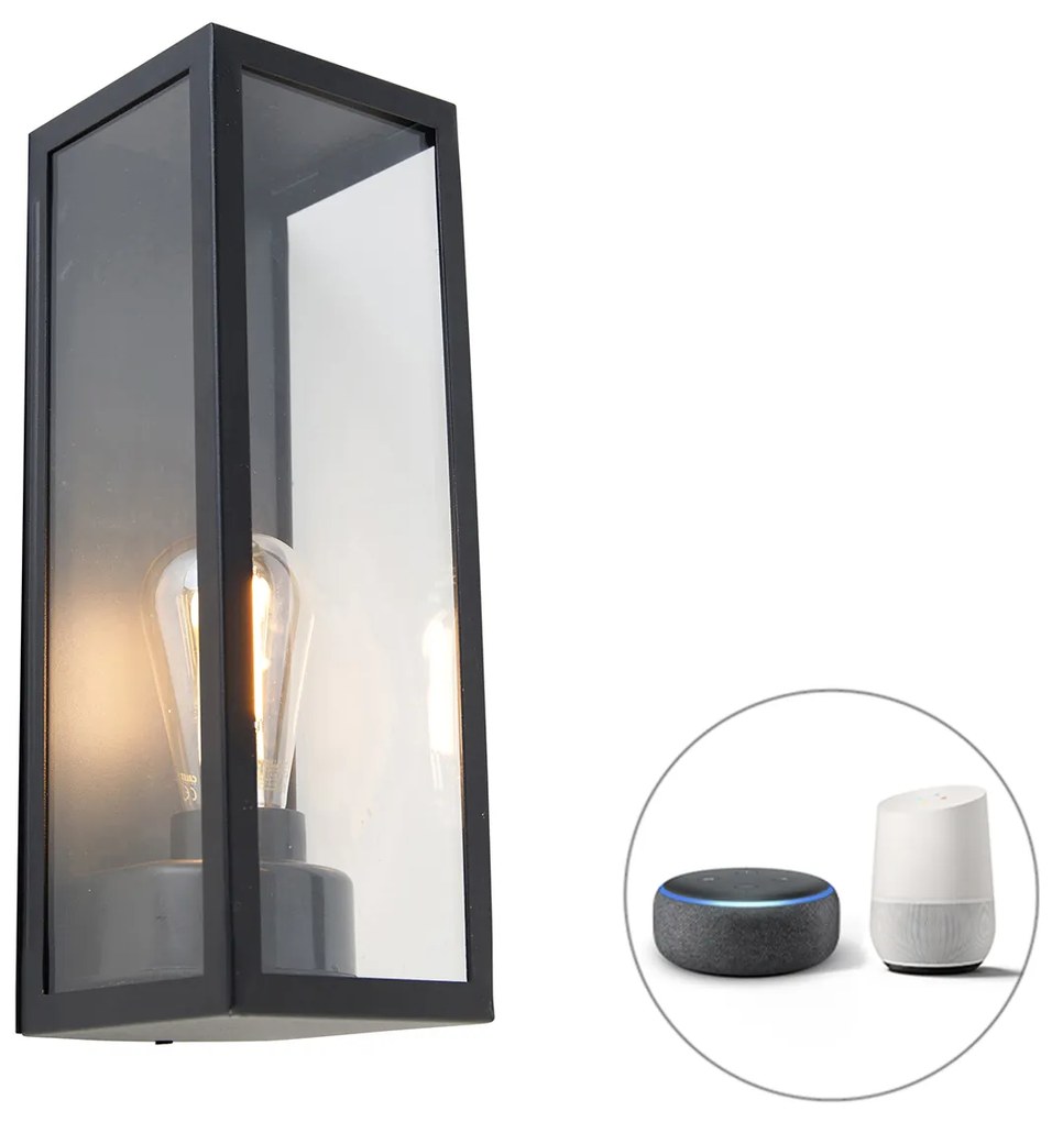 Zewnetrzna Inteligentna lampa ścienna zewnętrzna czarna ze szkłem w tym WiFi ST64 - Rotterdam Long Nowoczesny Oswietlenie zewnetrzne