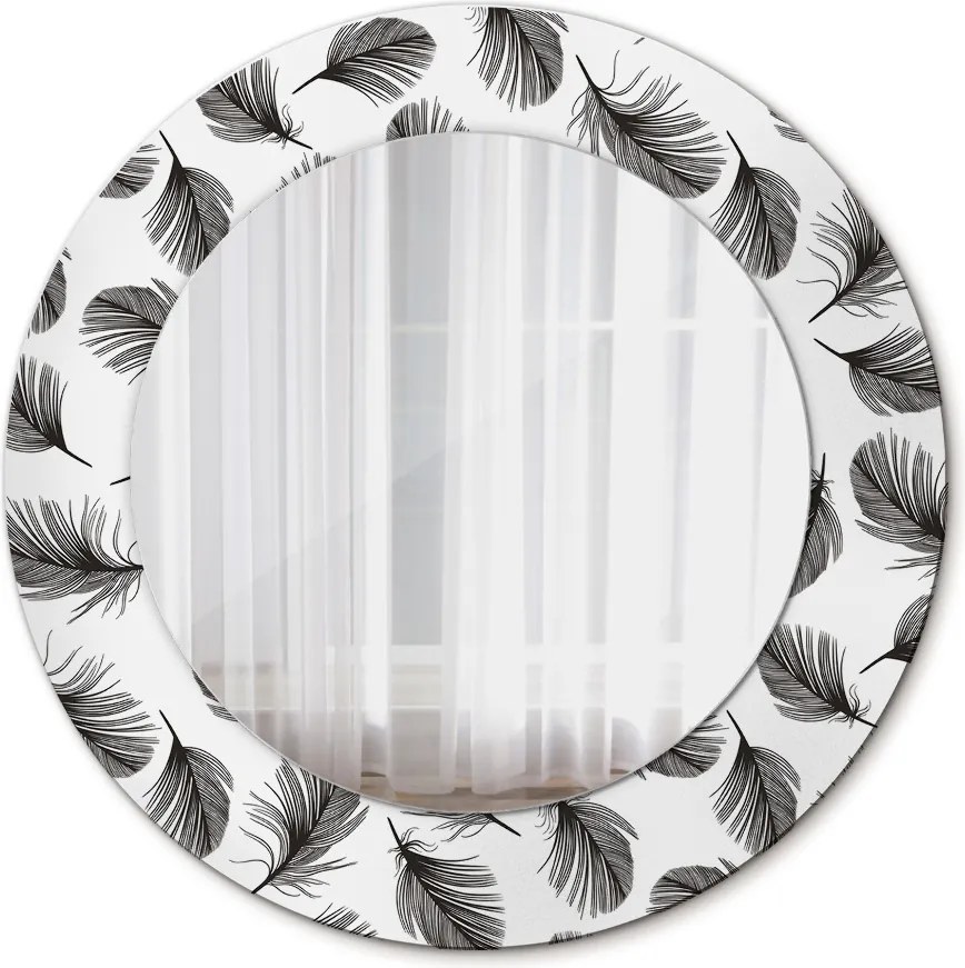 Lustro z nadrukiem dekoracyjne okrągłe Pióra