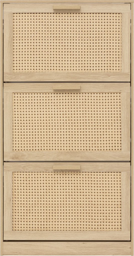 Szafka na buty wąska wysoka CANE, plecionka wiedeńska, 60 x 24 x 113 cm
